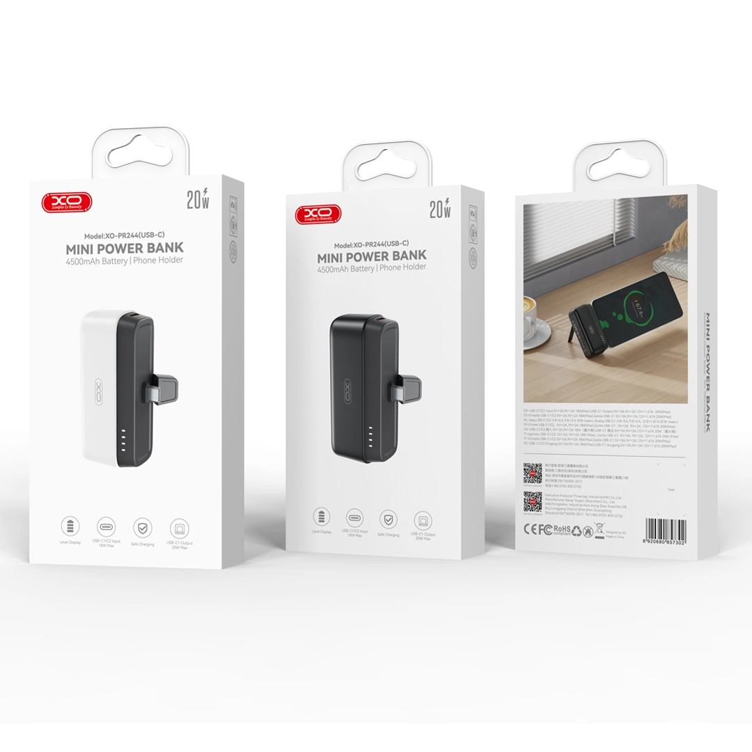 Powerbank XO Mini PR244 USB-C 5000mAh 20W Czarny