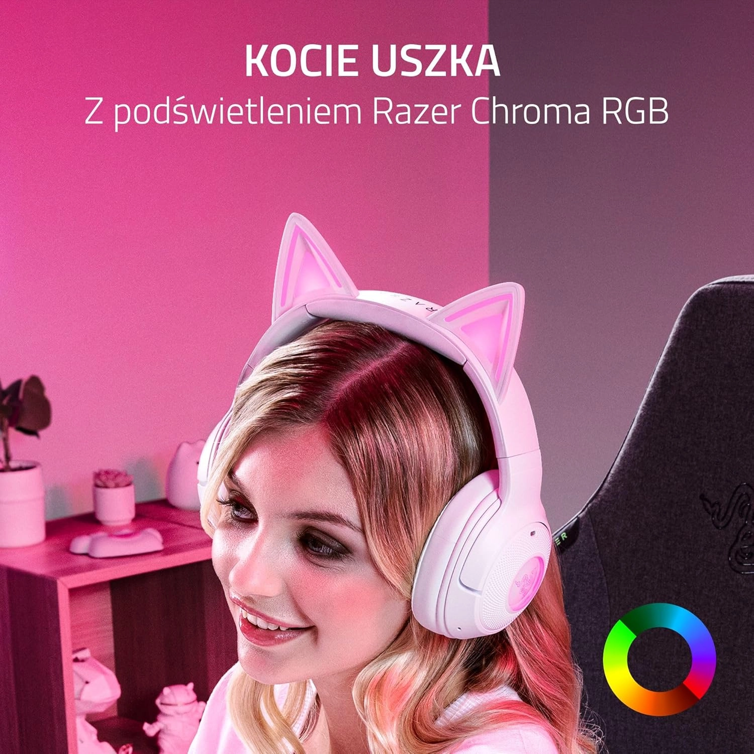 Słuchawki bezprzewodowe z mikrofonem Razer Kraken Kitty V2 BT White Nauszne Biały