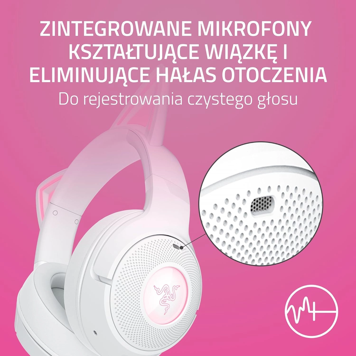 Słuchawki bezprzewodowe z mikrofonem Razer Kraken Kitty V2 BT White Nauszne Biały