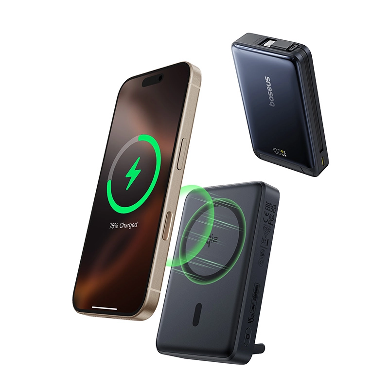 Powerbank Baseus Nomos Qi2, USB-C 10000mAh 45W Granatowy