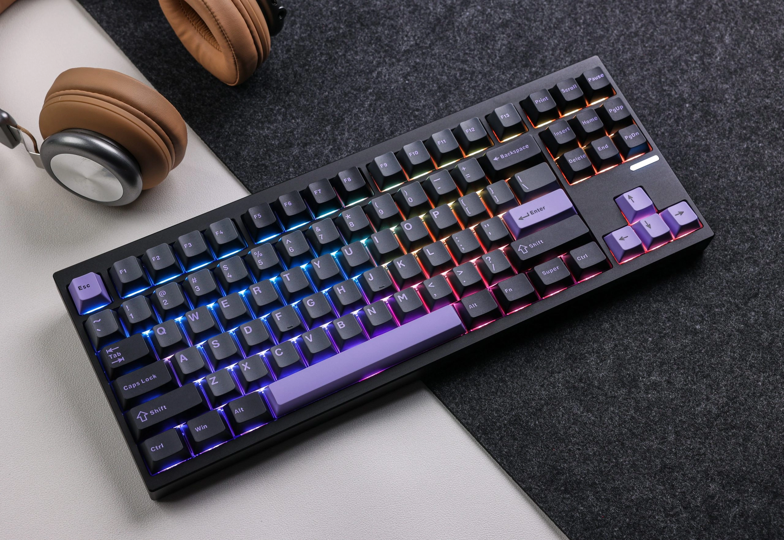 Klawiatura mechaniczna MCHOSE GX87 Max Matcha Latte v2 Czarno-fioletowy