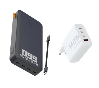 Powerbank Xtorm XB403 Titan Ultra 27000mAh 200W Czarny + Ładowarka XEC140 GaN2 Ultra 140W Biały