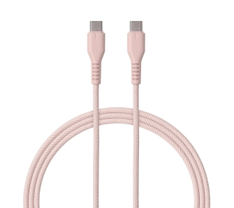 Kabel QUALO USB-C do USB-C 1,5m 3A Różowy