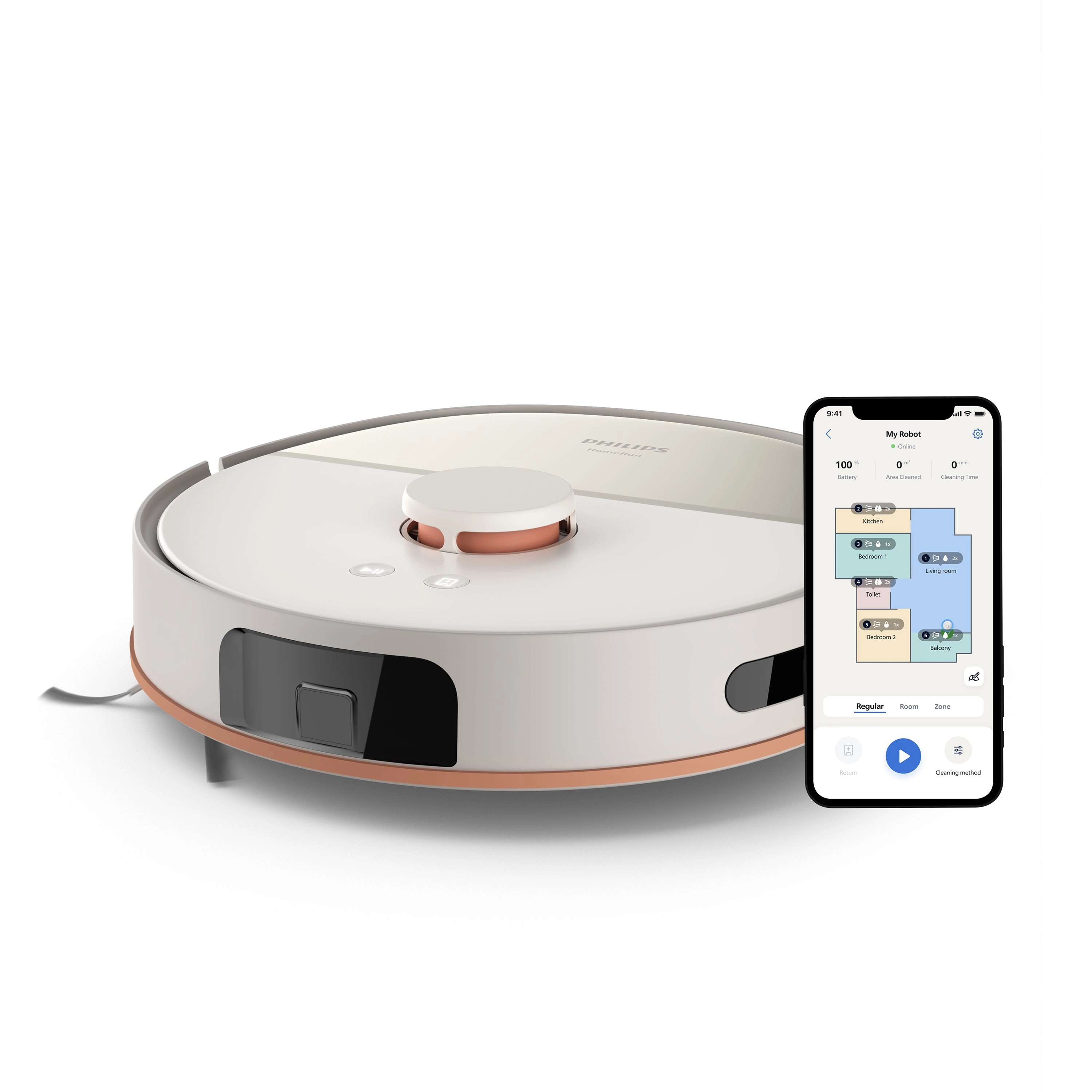 Philips Aqua 5000 XU5000/20 Funkcja mopowania Tworzenie mapy pomieszczenia 66dB
