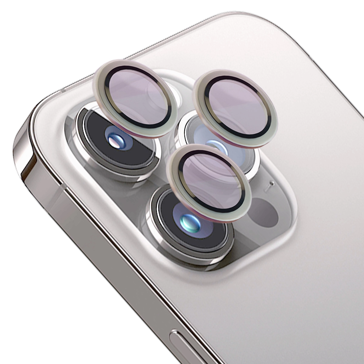 Szkło hartowane Bizon na aparat z aplikatorem Snap Lens do iPhone 14 Pro/14 Pro Max srebrna ramka