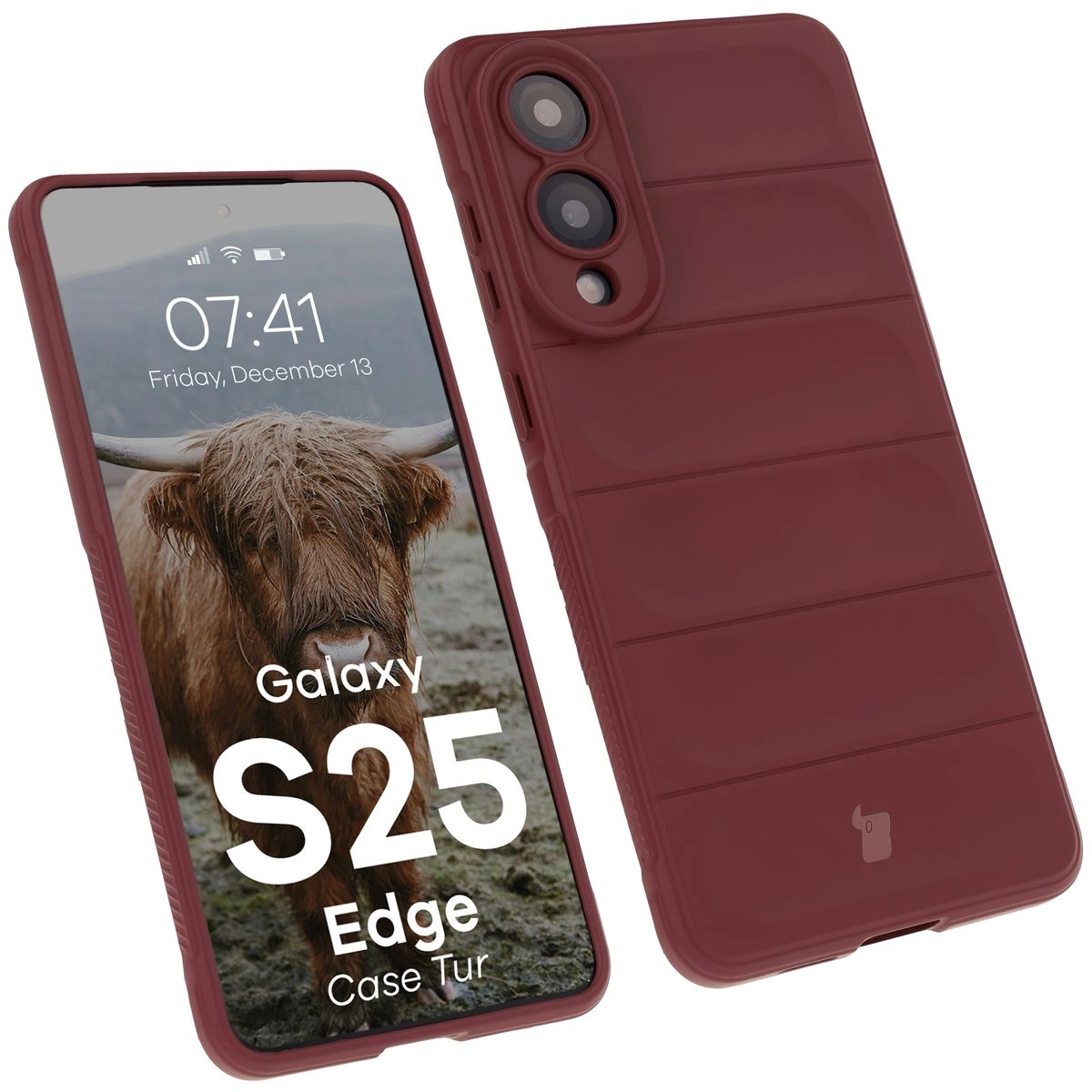 Etui Bizon Tur do Galaxy S25 Edge Burgundowy