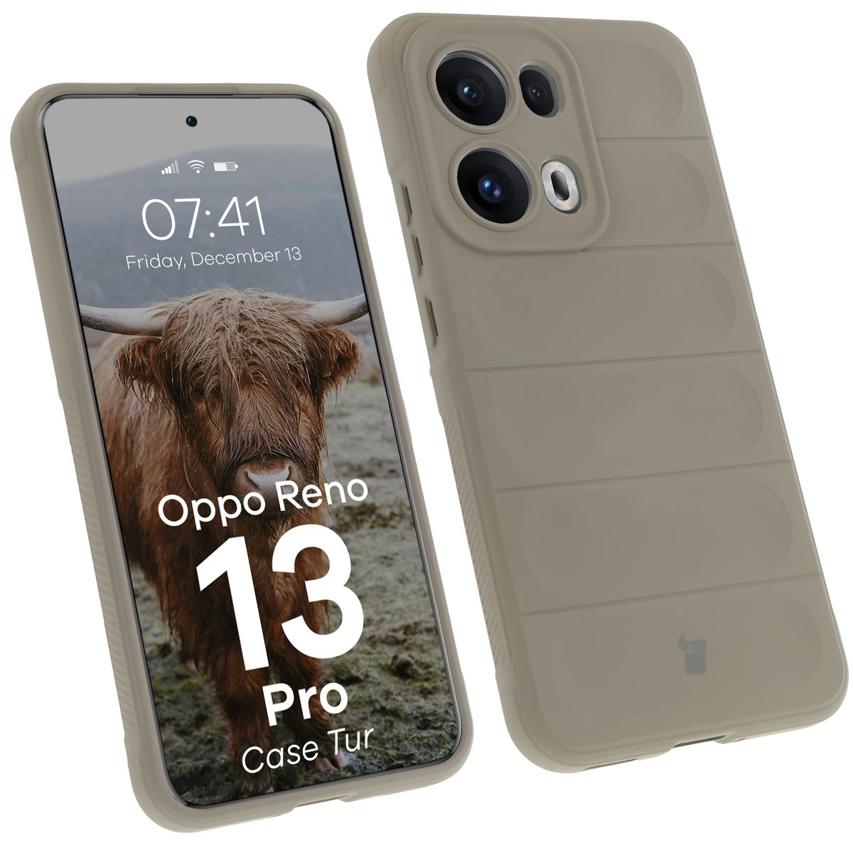 Etui Bizon Tur do Oppo Reno13 Pro Jasnoszary