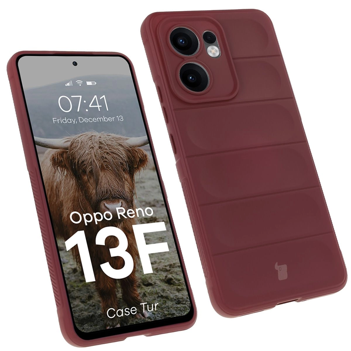 Etui Bizon Tur do Oppo Reno13 F Burgundowy