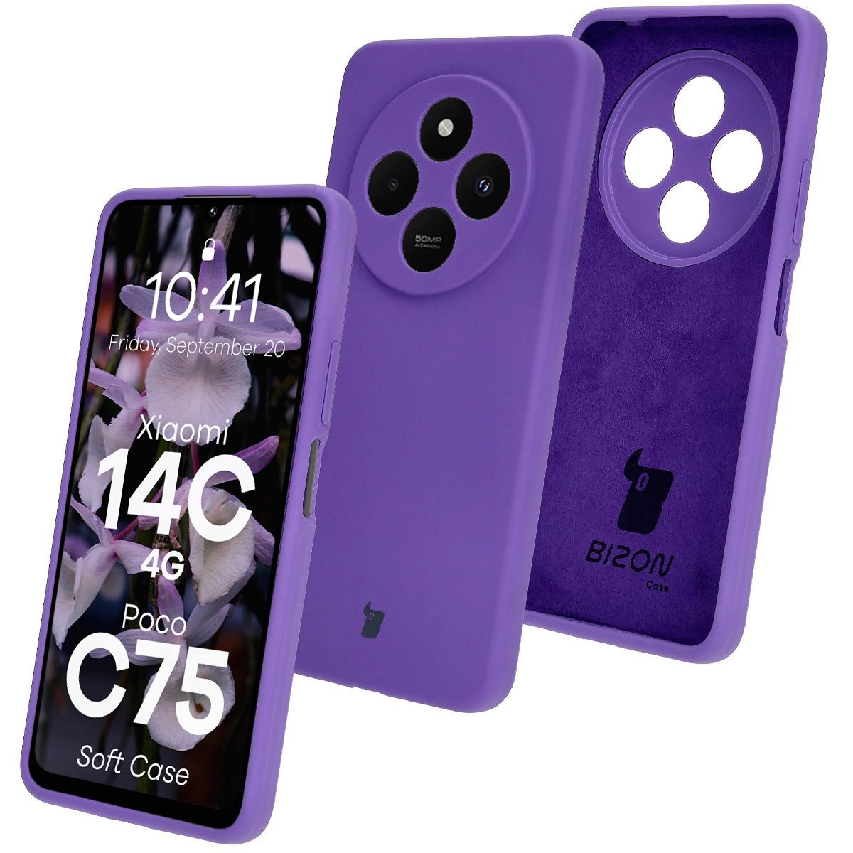 Etui Bizon Silikonowe Soft do Xiaomi Redmi 14C 4G/Poco C75 Fioletowy