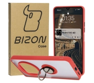 Bizon z uchwytem na palec Hybrid Ring do Xiaomi Redmi 14C 4G/POCO C75 przydymione z Czerwoną ramką