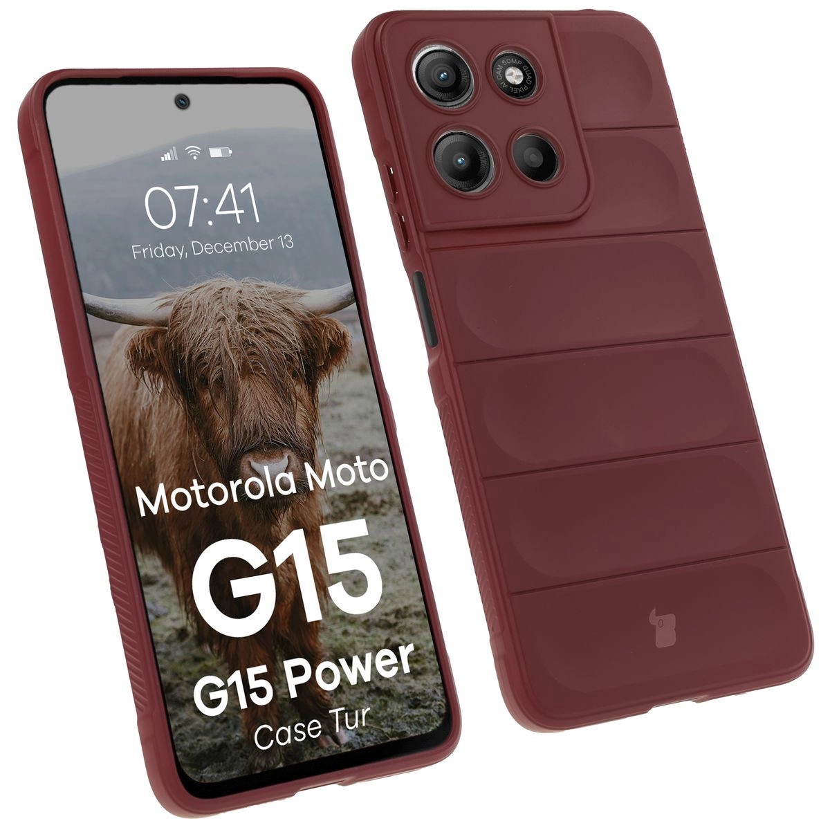 Etui Bizon Tur do Motorola Moto G15/G15 Power Burgundowy