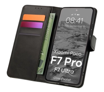 Etui Bizon z klapką Pocket do Xiaomi Poco F7 Pro/F7 Ultra Czarny