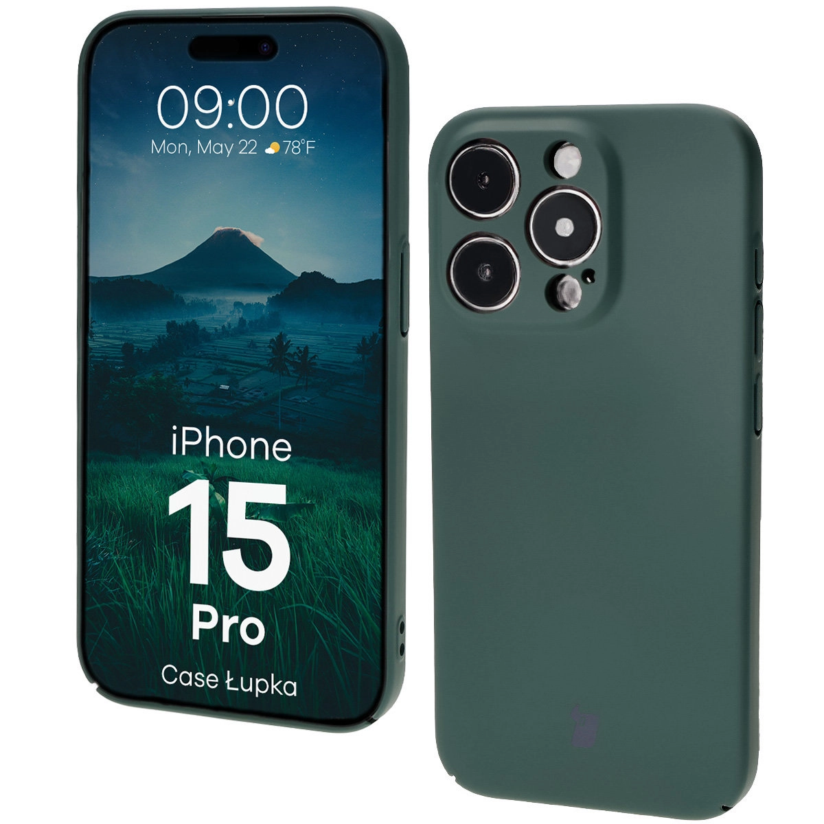 Etui Bizon Łupka do iPhone 15 Pro Zielony