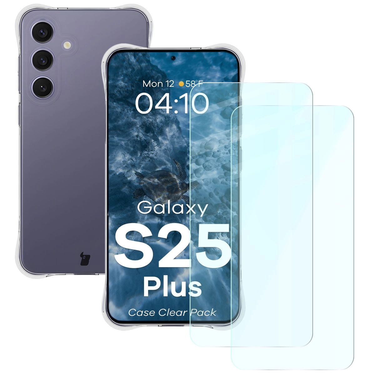 Zestaw ochronny Bizon elastyczne etui Salpa + 2x szkło hartowane Clear Pack do Galaxy S25 Plus