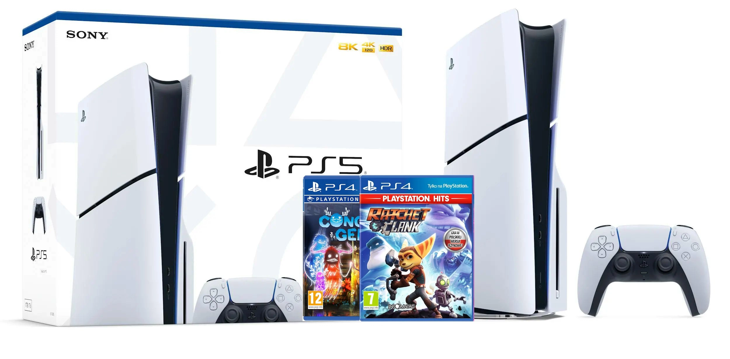 Konsola Sony PlayStation 5 Slim D Chassis (PS5) 1TB z napędem + Concrete Genie + Ratchet & Clank