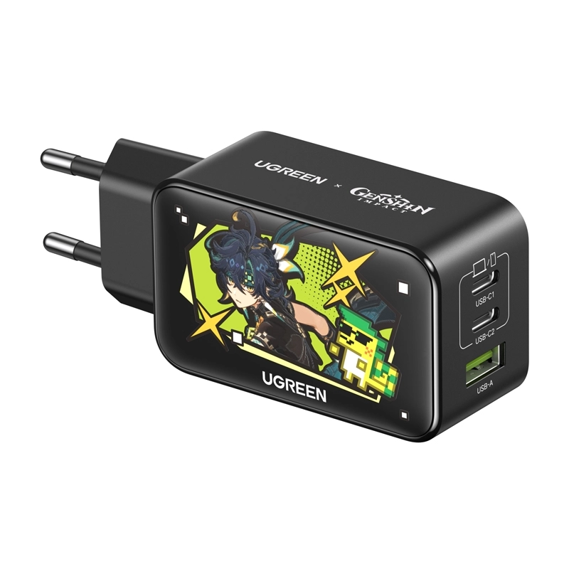 Ładowarka sieciowa UGREEN CD244 Genshin Impact Series 65W GaN USB + 2x USB-C Czarny