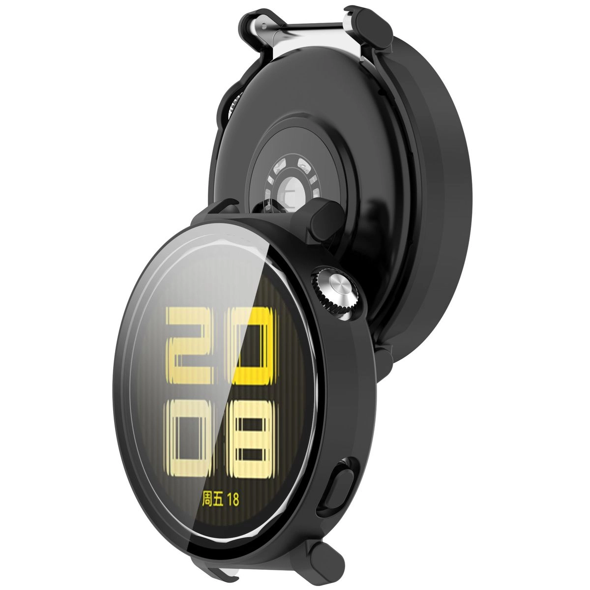 Nakładka na tarczę Bizon ze szkłem do Huawei Watch GT5 Pro 42 mm czarny