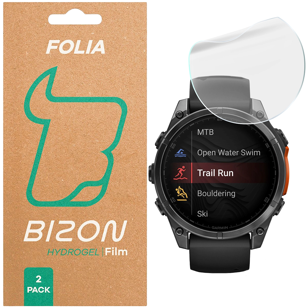Folia ochronna Bizon matowa Film Sun do Garmin Tactix 8 AMOLED 51 mm / Garmin Tactix 8 SOLAR 51 mm, 2 sztuki