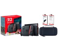 Nintendo Switch 2 Joy-Con Czarny + Mario Kart World + Etui Yaxo Hurricane + Szkło Yaxo Glass Set