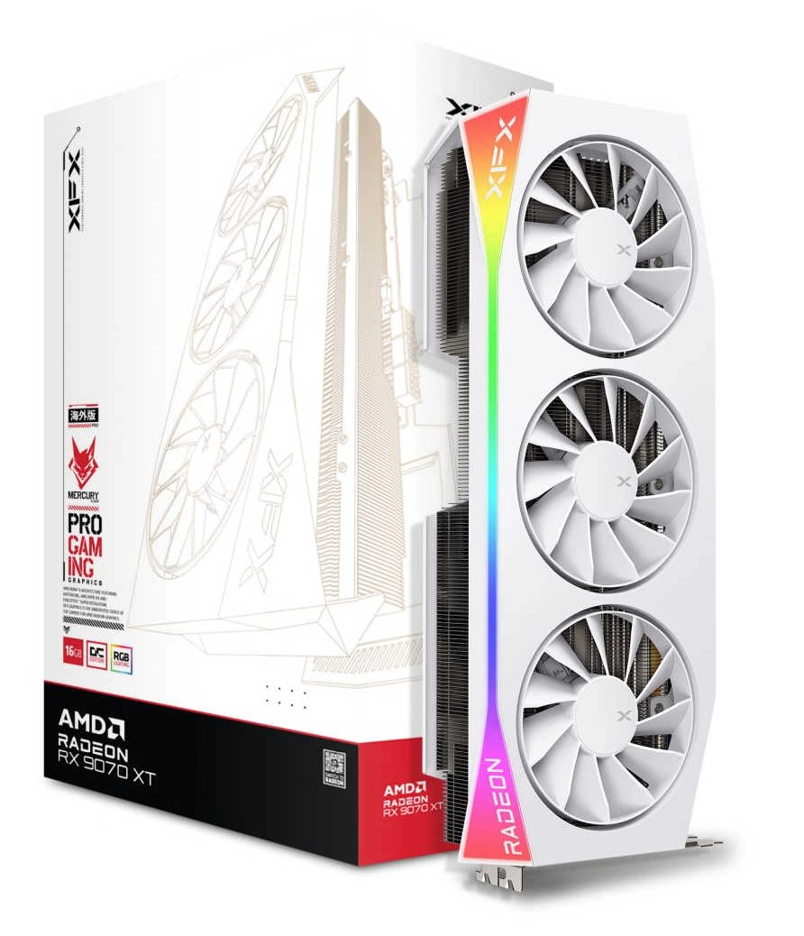 Karta graficzna XFX Mercury Radeon RX 9070 XT OC White Gaming Edition RGB 16GB GDDR6 256bit FSR