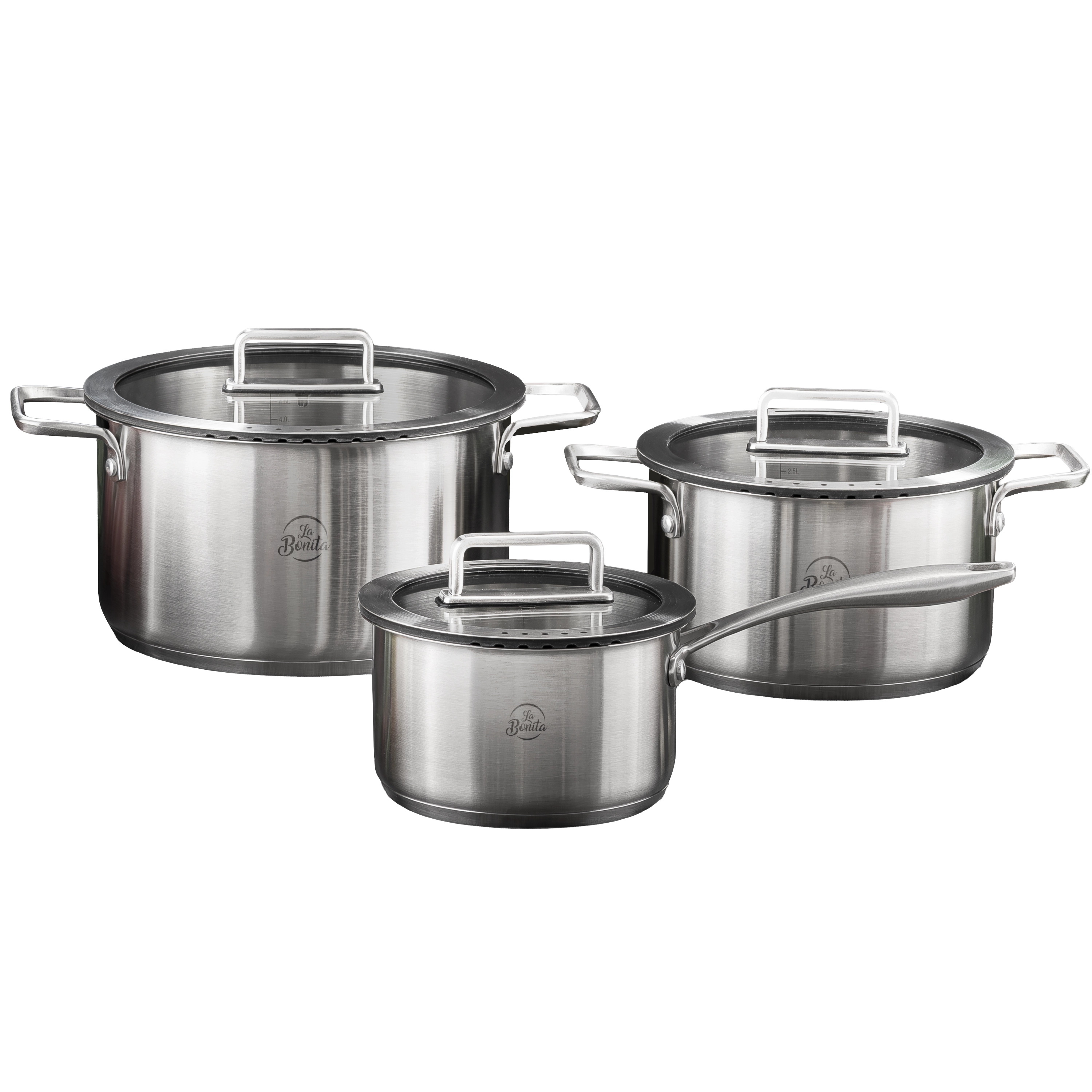 Zestaw garnków La Bonita LB6ZGS001 Indukcja Stal nierdzewna 6 elementów