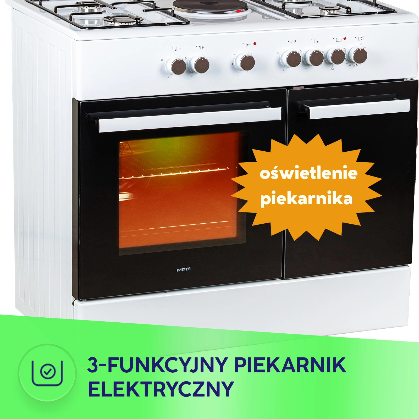 Kuchnia gazowo-elektryczna MPM 96-KGE-15 z możliwością podłączenia LPG