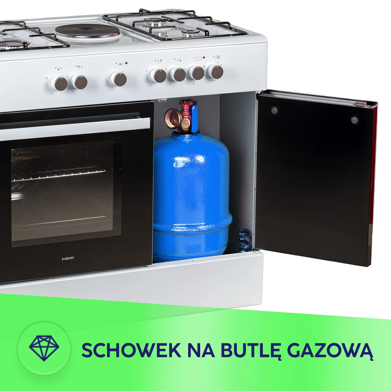 Kuchnia gazowo-elektryczna MPM 96-KGE-15 z możliwością podłączenia LPG