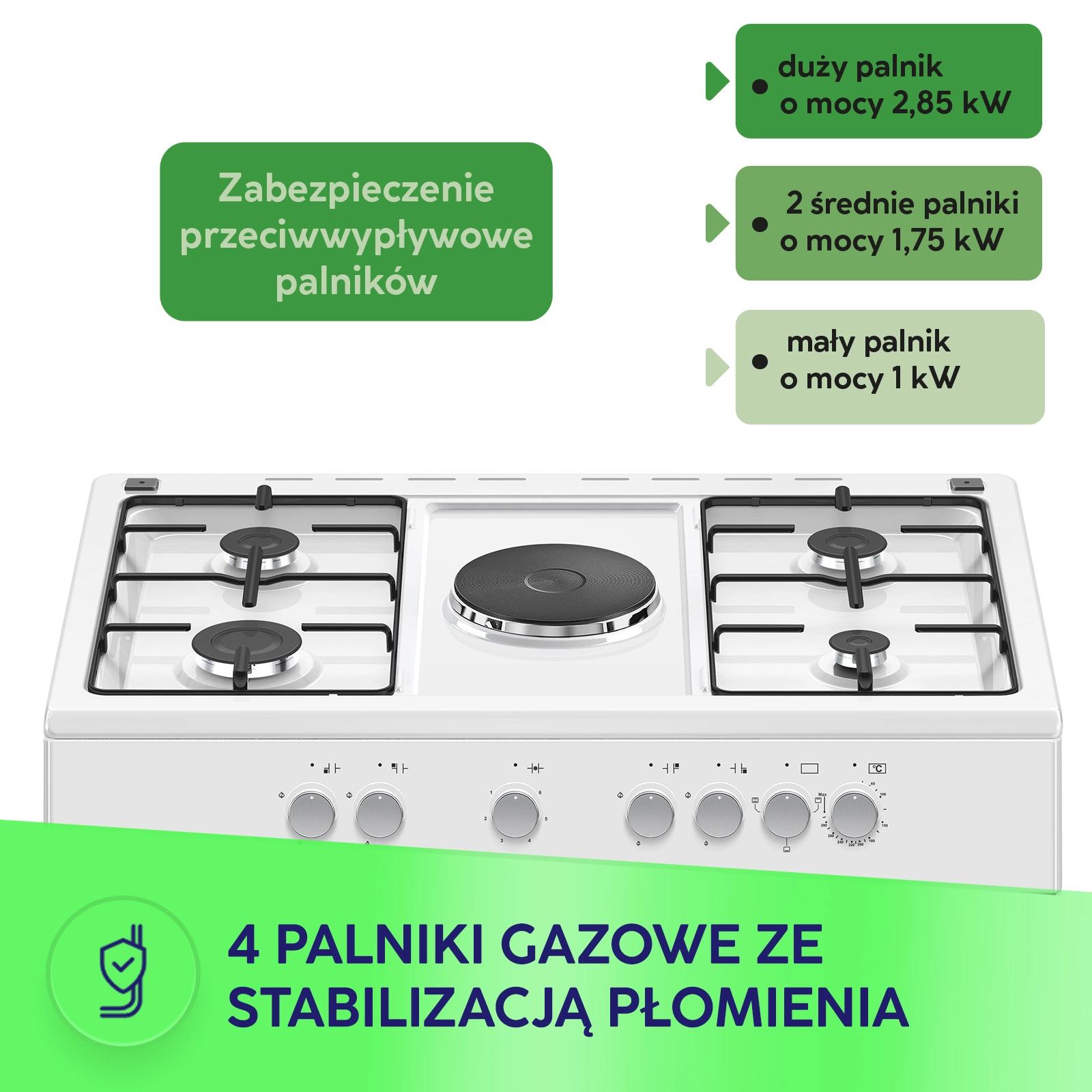 Kuchnia gazowo-elektryczna MPM 96-KGE-15 z możliwością podłączenia LPG