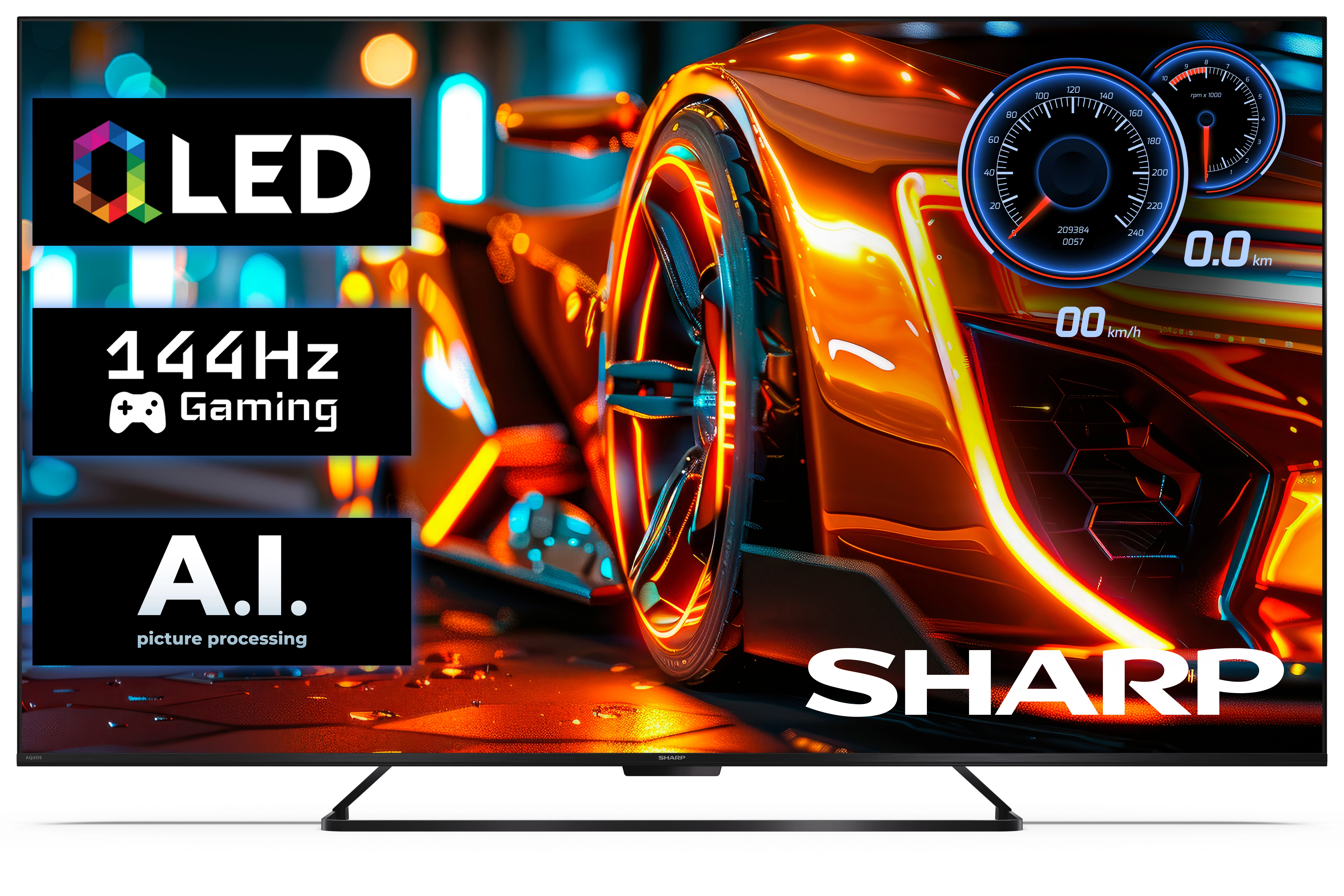 Telewizor Sharp 55HR7765E 55" QLED 4K 144Hz Google TV Funkcje AI Dolby Vision IQ Dolby Atmos DTS-X HDMI 2.1 DVB-T2