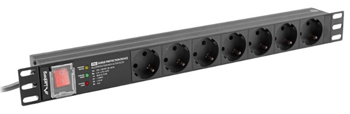 Listwa zasilająca Lanberg RACK PDU 1U 16A 7xSCHUKO 2m Czarny