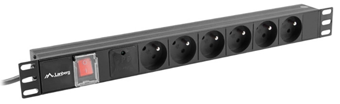 Listwa zasilająca Lanberg RACK PDU 1U 10A 6x230V 2m Czarny