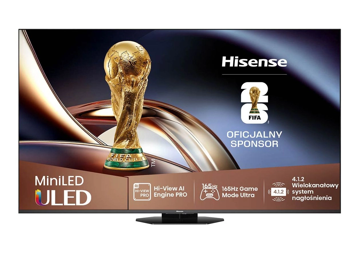 Hisense 85U8Q  85" ULED MiniLED 4K 165Hz Smart TV Funkcje AI Dolby Vision Dolby Atmos HDMI 2.1 DVB-T2