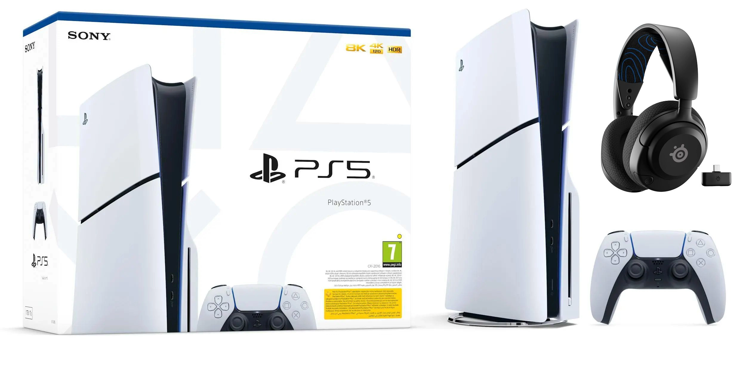 Konsola Sony PlayStation 5 Slim D Chassis (PS5) 1TB z napędem + słuchawki bezprzewodowe SteelSeries Arctis Nova 5P Czarny