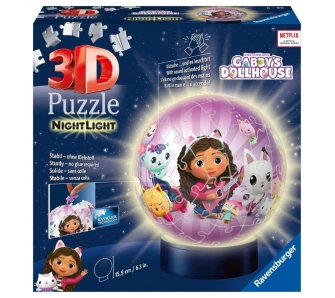 Puzzle 3D Świecąca Kula: Koci Domek Gabi 72 elementy