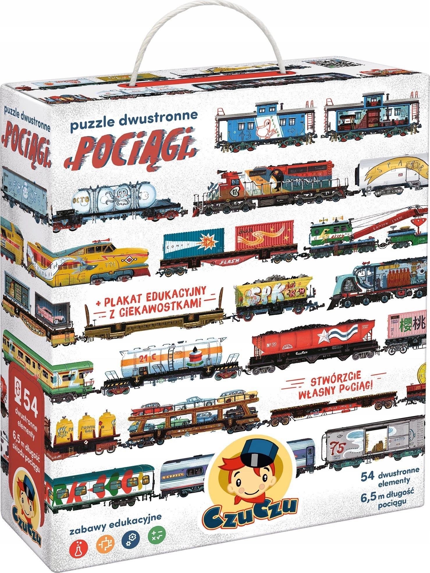 Puzzle dwustronne Pociągi 54 elementy