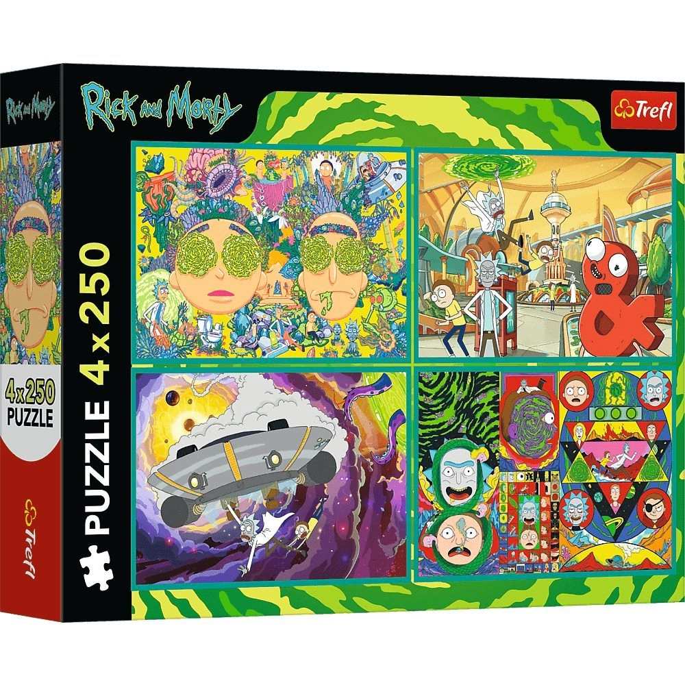 Puzzle Zakręcony świat Ricka i Morty 4x250 elementów