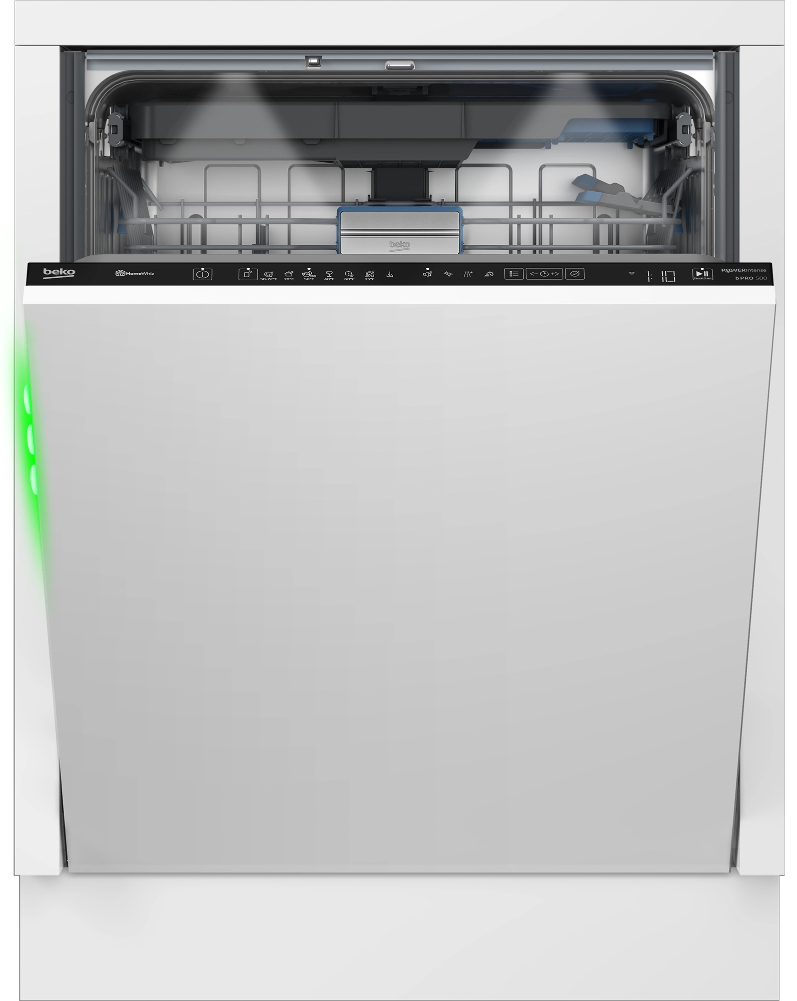Beko bPro500 BDIN37541WP Funkcje AI PowerIntense SuperiorDry 59,8cm Automatyczne otwieranie drzwi Szuflada na sztućce