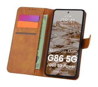 Etui Bizon Case Pocket do Motorola Moto G86 5G/G86 5G Power 5G Brązowy