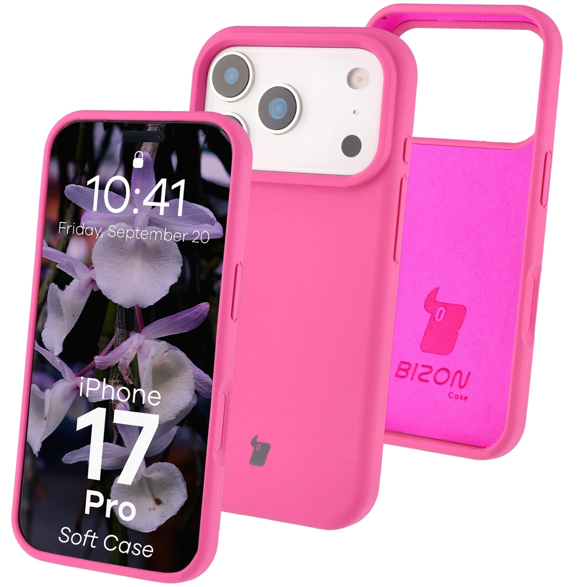 Etui Bizon Silikonowe Soft do Apple iPhone 17 Pro Fuchsia