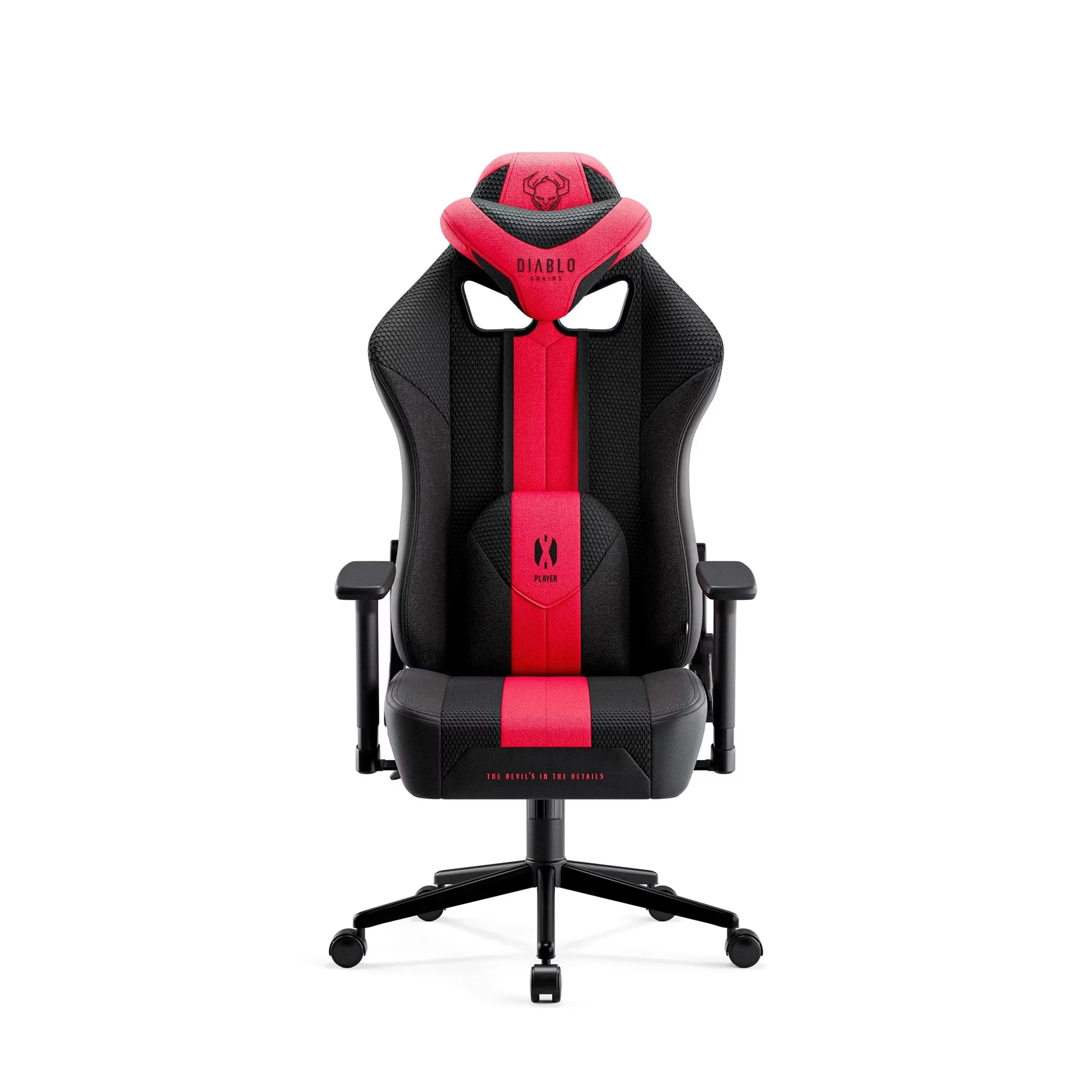 Fotel Diablo Chairs X-Player 2.0 Small do 90kg Skóra ECO Tkanina Karmazynowo-antracytowy