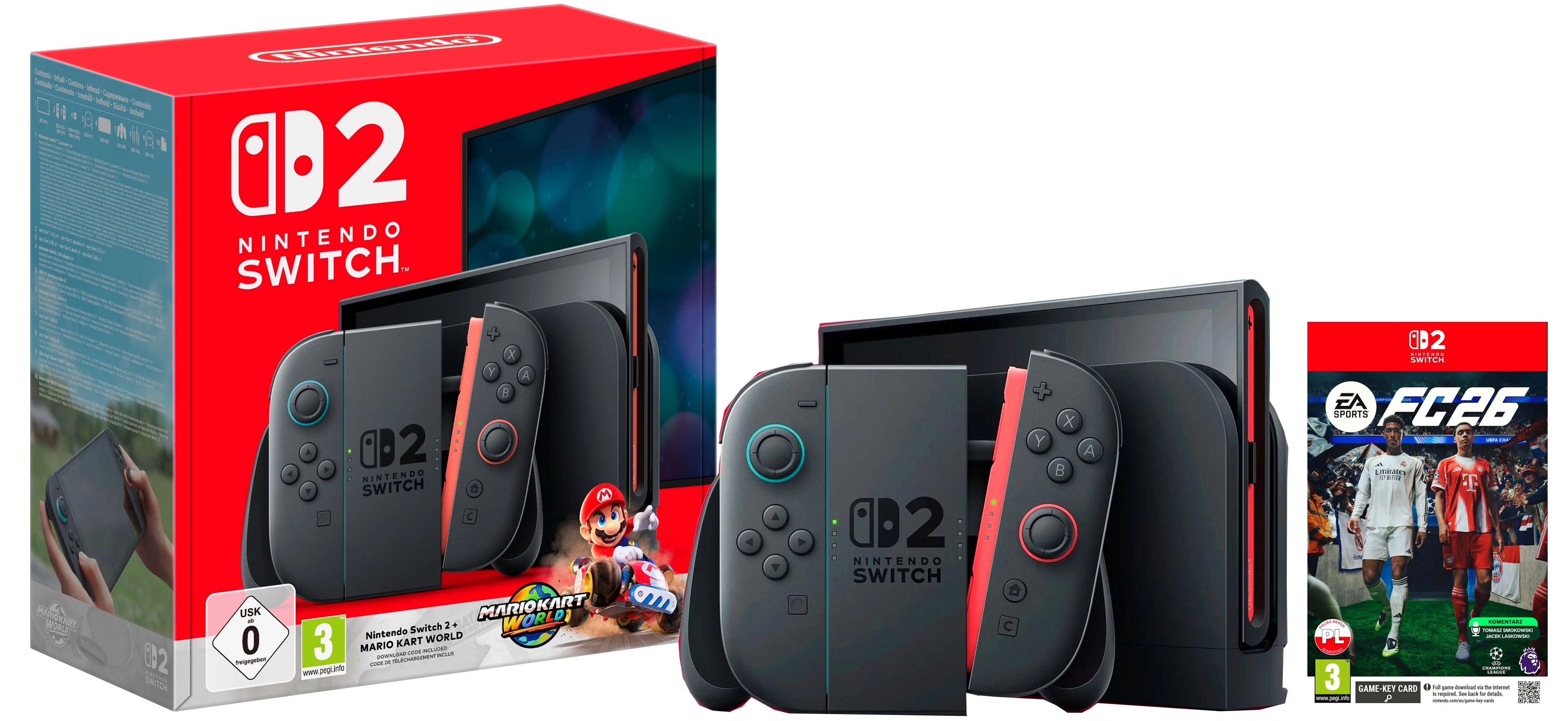 Konsola Nintendo Switch 2 Joy-Con Czarny + Mario Kart World + EA SPORTS FC 26
