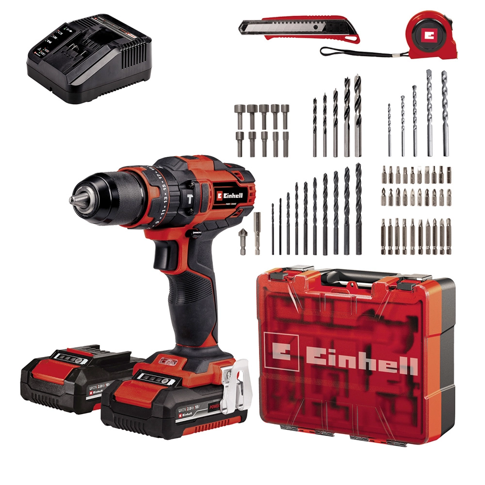 Wiertarko-wkrętarka Einhell TE-CD 18/40 Li-i +64 (2×2,0Ah)