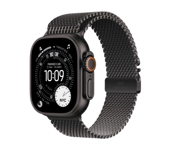 Apple Watch Ultra 3 GPS + Cellular koperta z tytanu Czarna 49mm Bransoleta mediolańska z tytanu Czarna Rozmiar M