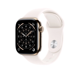 Apple Watch Series 11 GPS + Cellular 46mm Tytan Złoty Pasek sportowy Łagodny róż M/L