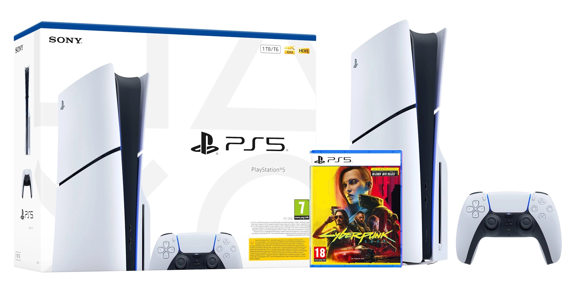 Konsola Sony PlayStation 5 Slim E Chassis (PS5) 1TB z napędem + Cyberpunk 2077 Edycja Ultimate