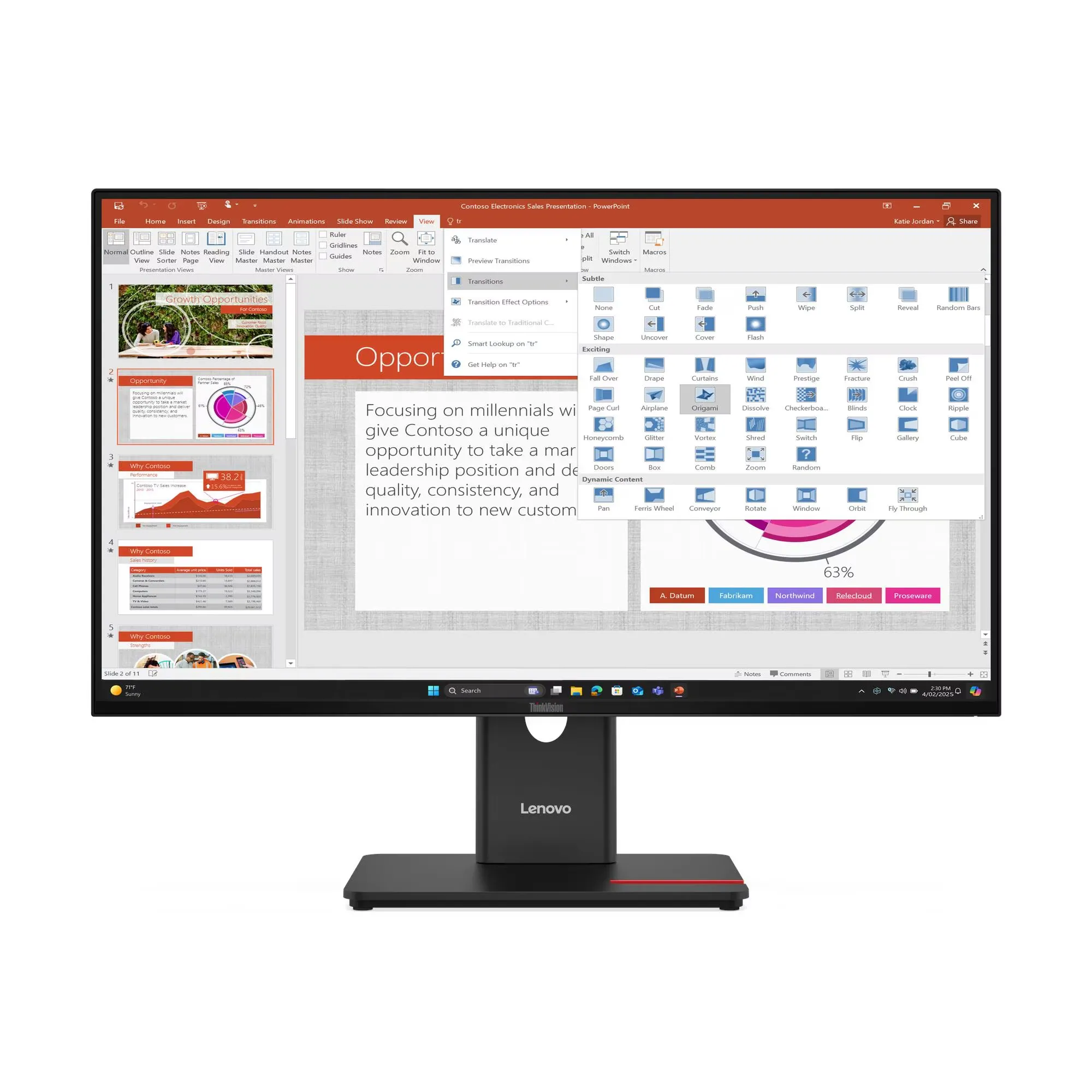 Monitor Lenovo ThinkVision T27-40 (64A5ZAT6EU) 27" Full HD IPS 120Hz 4ms