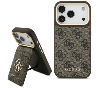 Etui Guess 4G z portfelem Magsafe do iPhone 17 Pro brązowy