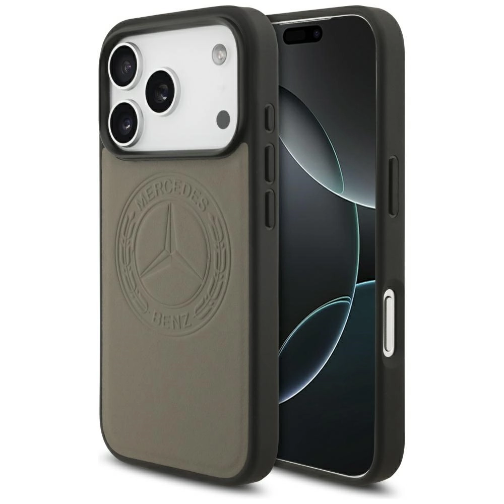 Etui Mercedes-Benz Leather Vintage Logo MagSafe do iPhone 17 Pro taupe