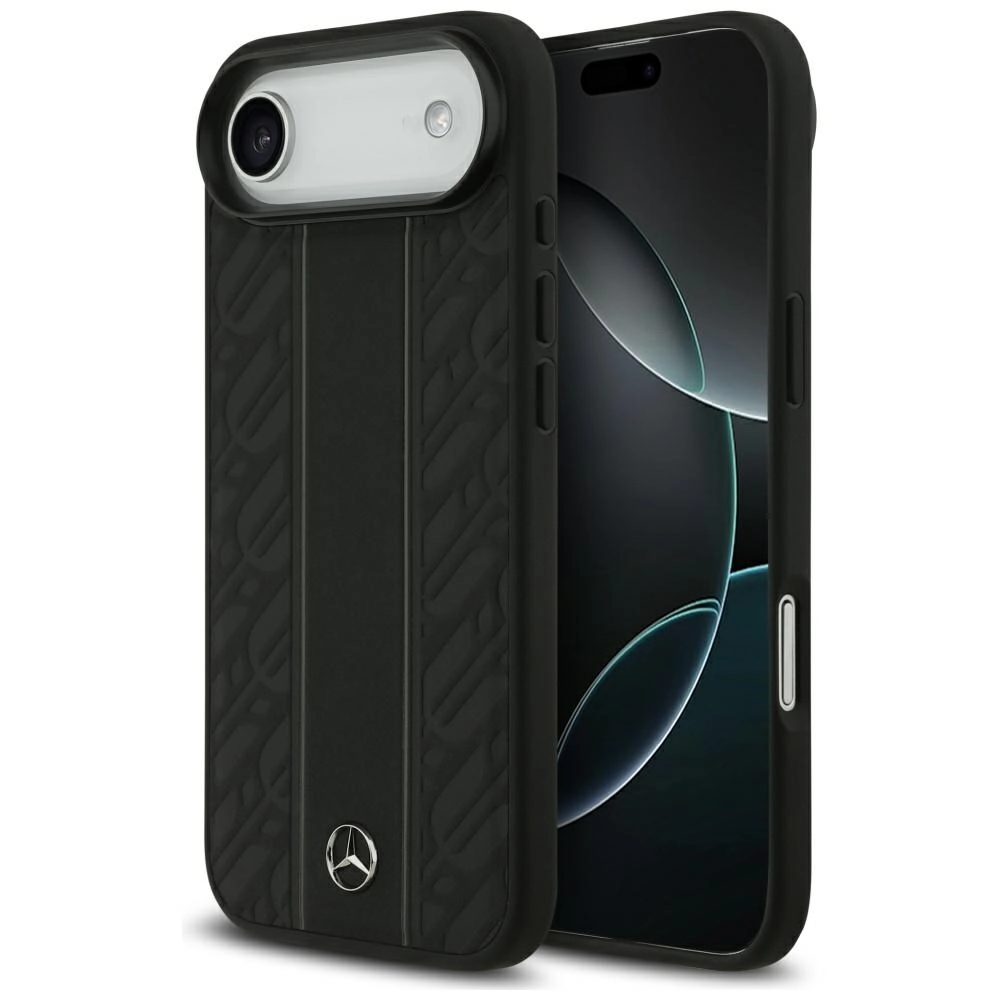 Etui Mercedes-Benz Leather Laurel Leaves Stripes MagSafe do iPhone Air czarny