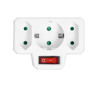 Rozgałęziacz Orno OR-AE-13191(GS) z włącznikiem, 3 gniazda Biały